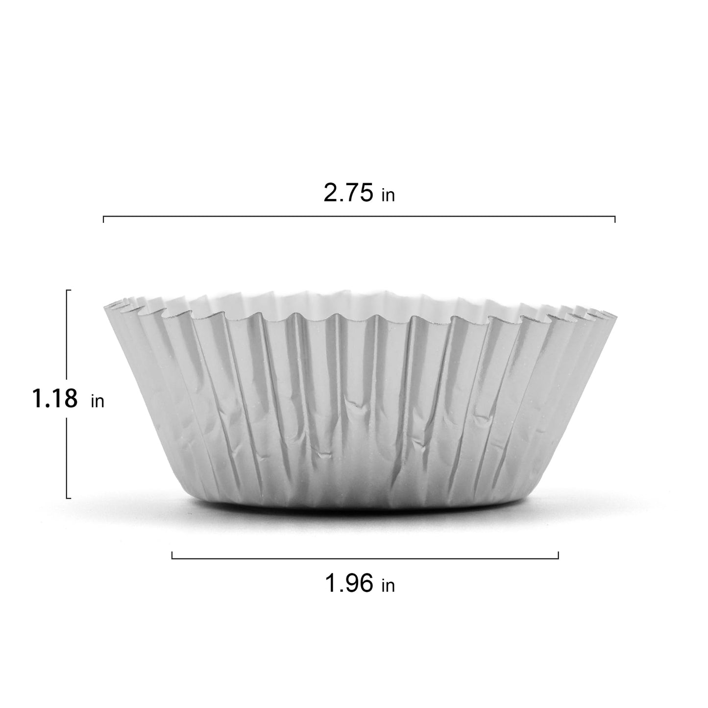 200 Pcs Silver Foil Cupcake Liners Standard Baking Cups Muffin Paper Cases