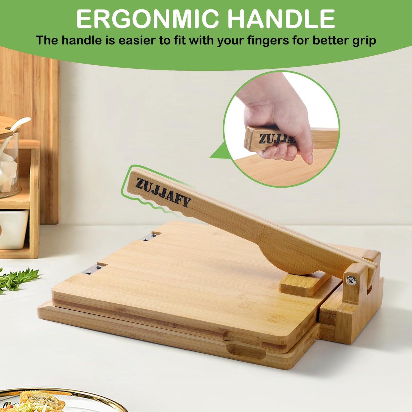 ZUJJAFY Bamboo Tortilla Press 12 Inch, Square Tortilla Maker with 50pcs Parchment Paper, Mexican Tortillera Presser Homemade Tortillas Pataconera Dough Press