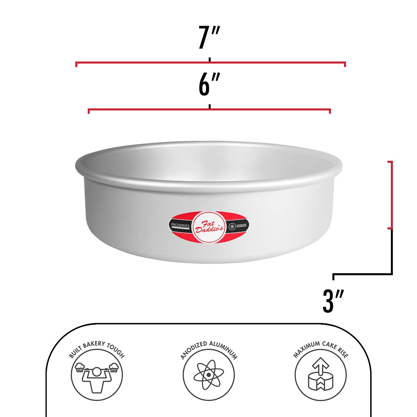 Fat Daddio's Anodized Aluminum Round Cake Pans, 2 Piece Set, 6 x 3 Inch