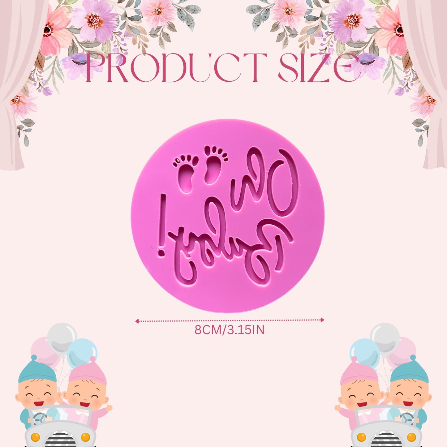 PTaizjjz 2PCS Baby Cookie Stamp Cookie Cutters,Acrylic Round Cookies Cutters,Oh Baby Embosser 3D Design Cookie Embosser for Baking