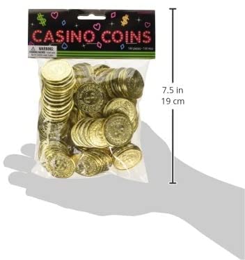 Plastic Casino Gold Coins, 144 Ct - Pacakaging May Vary