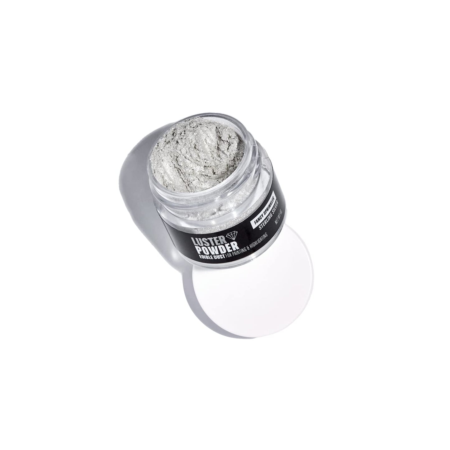 Fancy Sprinkles Luster Powder for Baking Decoration, Fine Powder to Create Shine or Edible Paint, Sterling Silver, 4gm