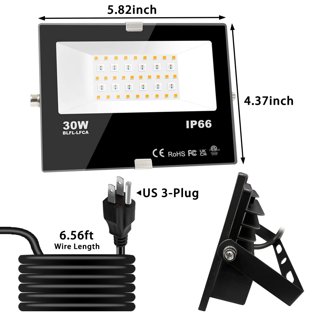 LED Flood Light Outdoor 30W, 300W Equivalent 3000LM Smart RGB Landscape Lighting with APP Control, DIY Scenes - Timing - Warm White 2700K - Color Changing Uplight, IP66, US Plug MELPO(4 Pack)
