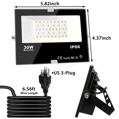 LED Flood Light Outdoor 30W, 300W Equivalent 3000LM Smart RGB Landscape Lighting with APP Control, DIY Scenes - Timing - Warm White 2700K - Color Changing Uplight, IP66, US Plug MELPO(4 Pack)