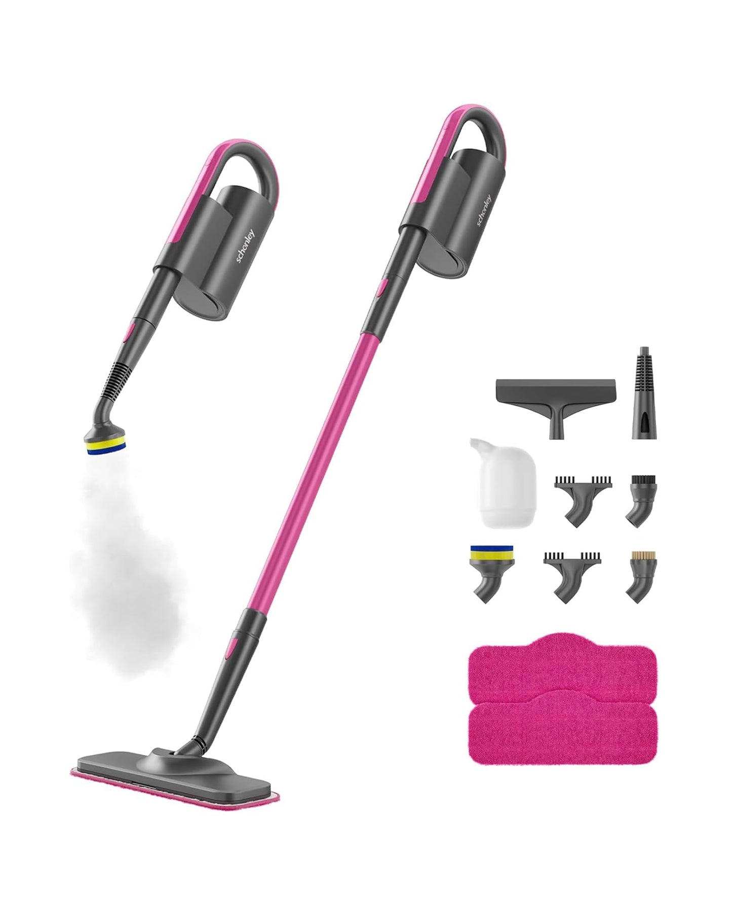 Schenley Steam Mop Cleaner with Detachable Handheld Steamer for Cleaning Hardwood, Laminate Floor, Tiles and Grout, with 7-in-1 Multi-purpose Accessories and Washable Microfiber Pads