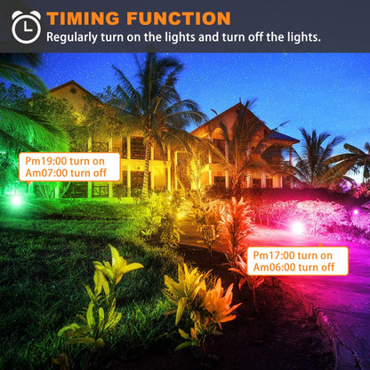 LED Flood Light Outdoor 30W, 300W Equivalent 3000LM Smart RGB Landscape Lighting with APP Control, DIY Scenes - Timing - Warm White 2700K - Color Changing Uplight, IP66, US Plug MELPO(4 Pack)