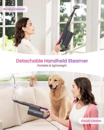 Schenley Steam Mop Cleaner with Detachable Handheld Steamer for Cleaning Hardwood, Laminate Floor, Tiles and Grout, with 7-in-1 Multi-purpose Accessories and Washable Microfiber Pads