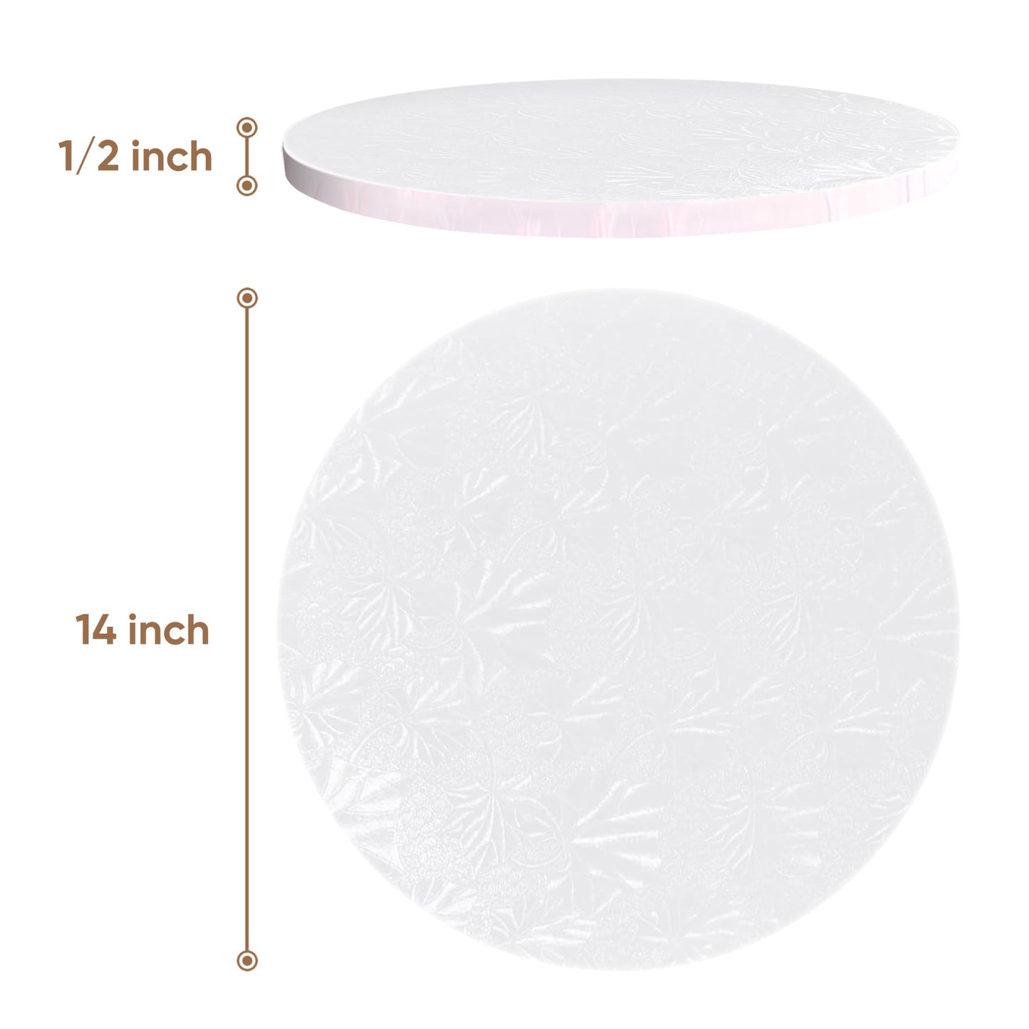 Cake Boards by Cakebon - Sturdy 1/2 Inch Cake Drums - 14 Inch Cake Boards Professional Smooth Straight Edges White 3-Pack - Cake Boards 14 Inch Round