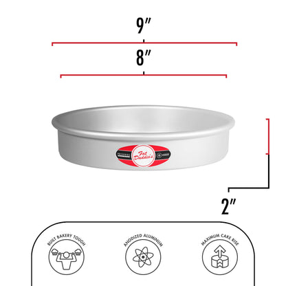 Fat Daddio's Anodized Aluminum Round Cake Pans, 2 Piece Set, 8 x 2 Inch