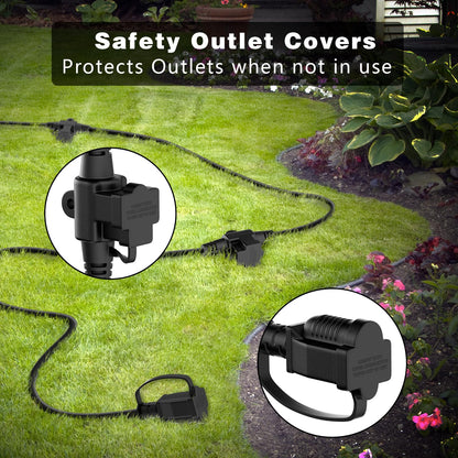K KASONIC - Outdoor Extension Cord 50 FT, Evenly Spaced 6 Outlets Plugs, 16/3 SJTW Weatherproof Multiple Outlets Wire for Landscaping Light, Holiday Decoration and Christmas, ETL Listed, Black