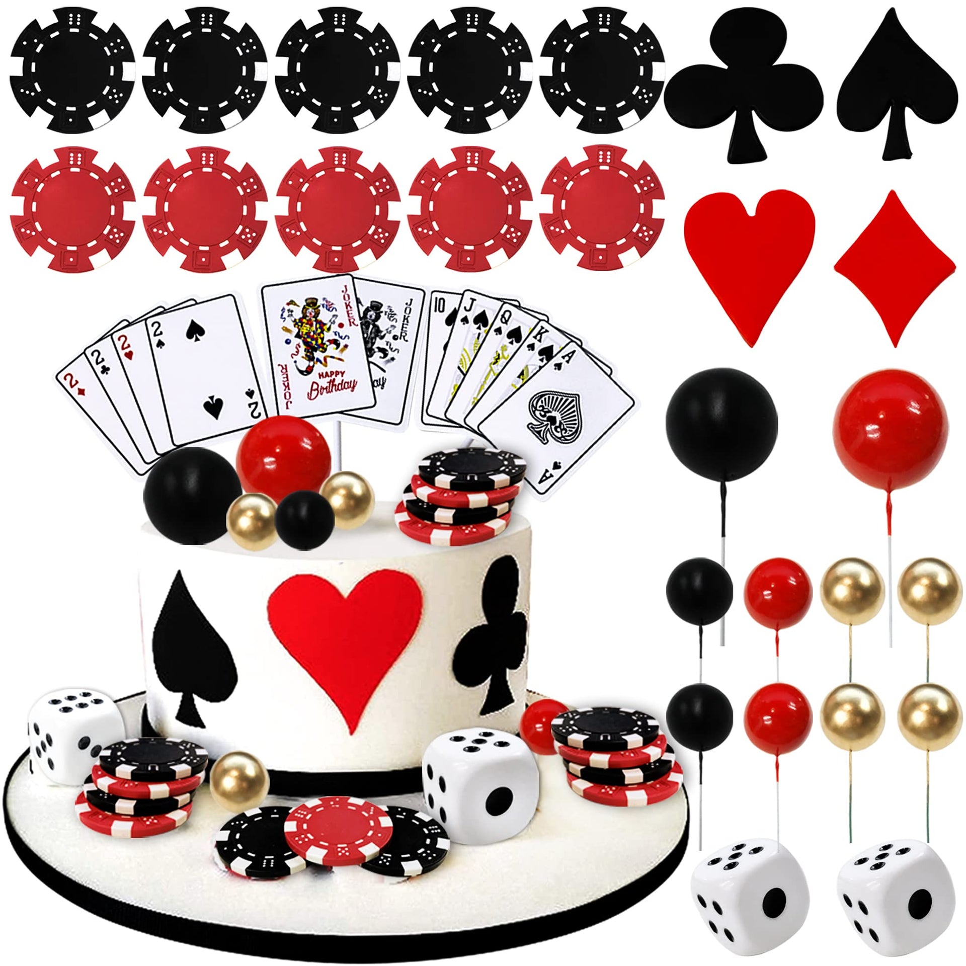 29PCS Casino Cake Decoration Dice Poker Chips Cupcake Cake Topper Set –  Something Sweet, image size:1920x1920